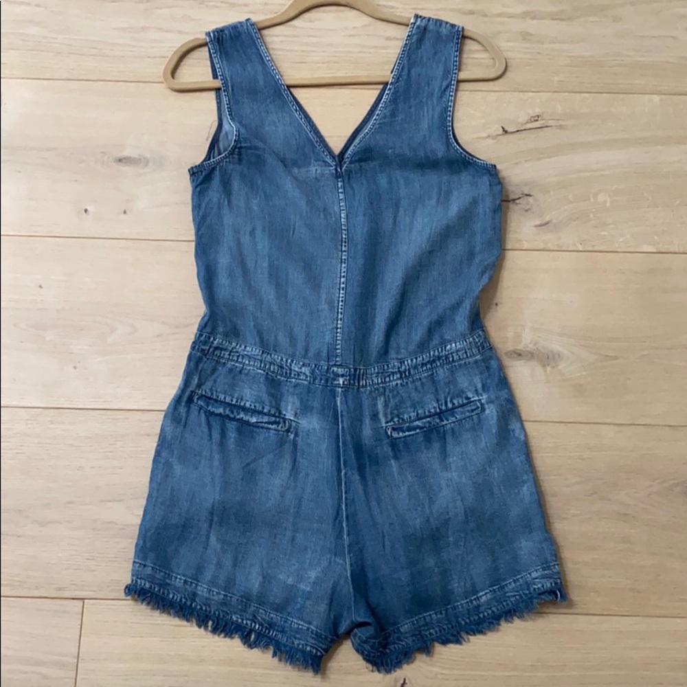 *SOLD*It’s Always Sunny Tencel Pocketed Denim Romper - Picture 4 of 5